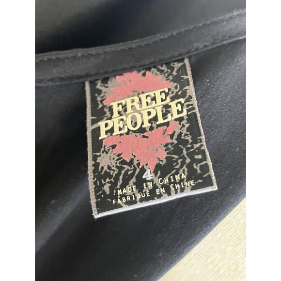 Free People Black Mini Dress, tie back, pockets, Boho Size 4 - Picture 7 of 11